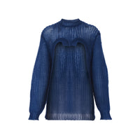 WARM ROYAL BLUE Pull déstructuré en maille technique