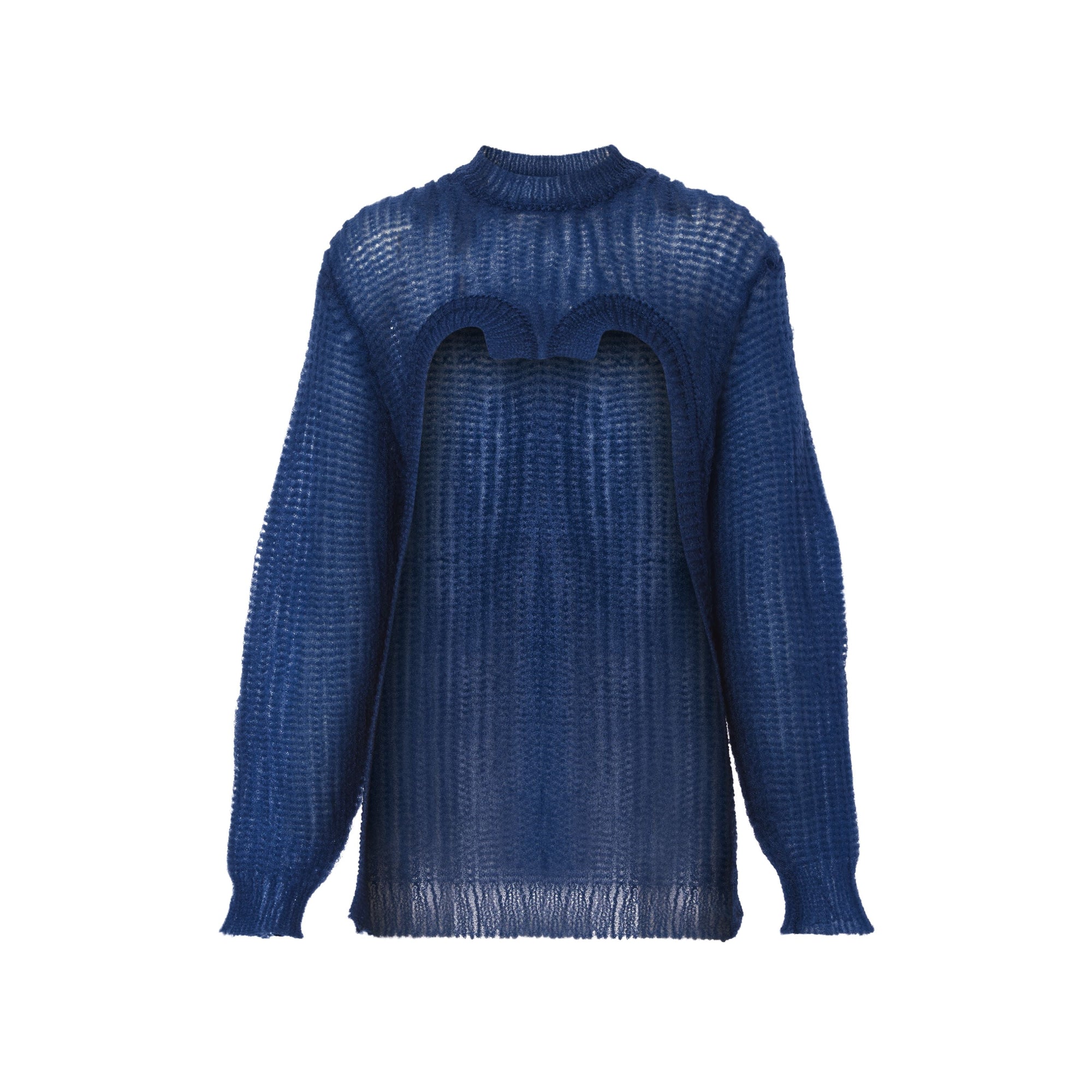 WARM ROYAL BLUE Pull déstructuré en maille technique