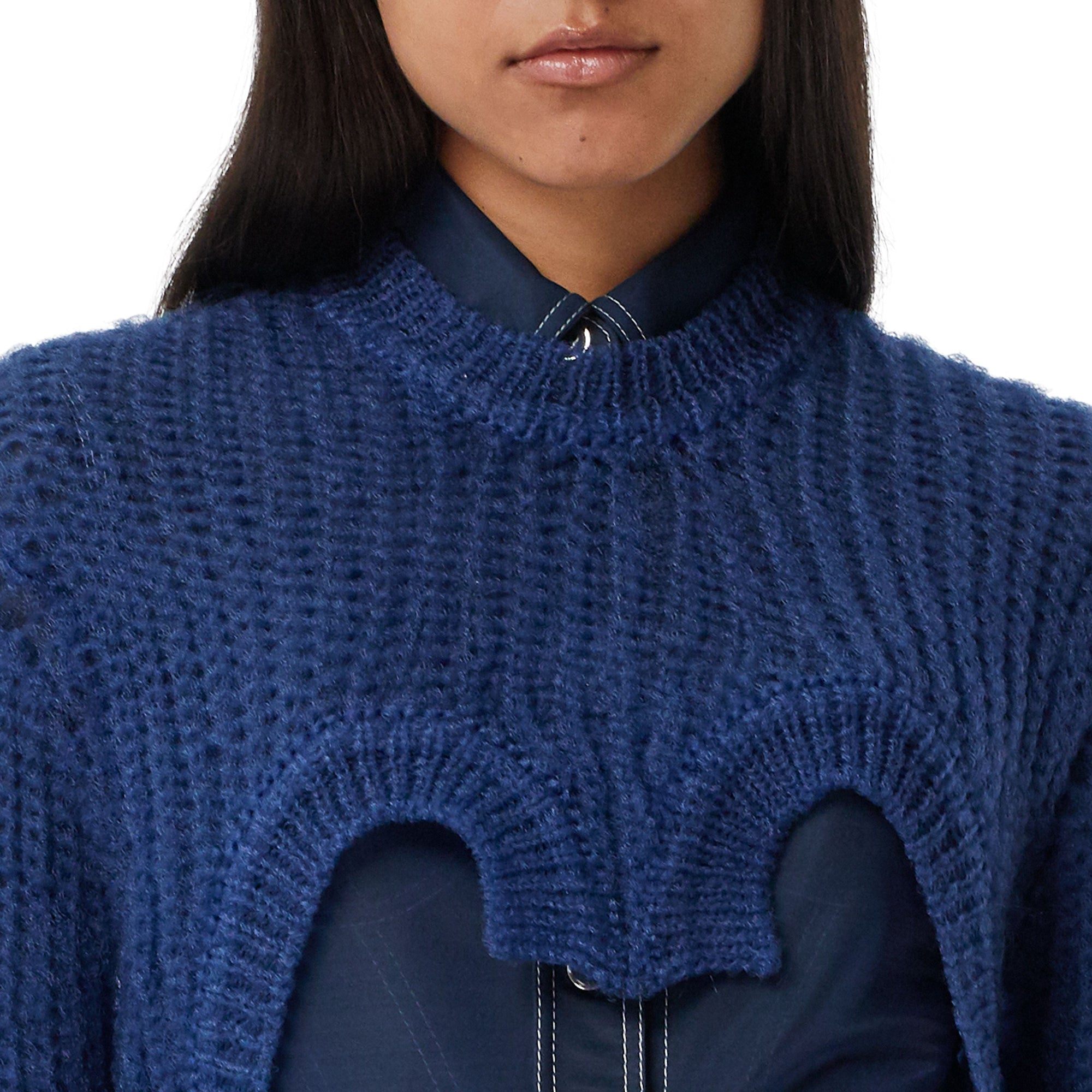 WARM ROYAL BLUE Pull déstructuré en maille technique