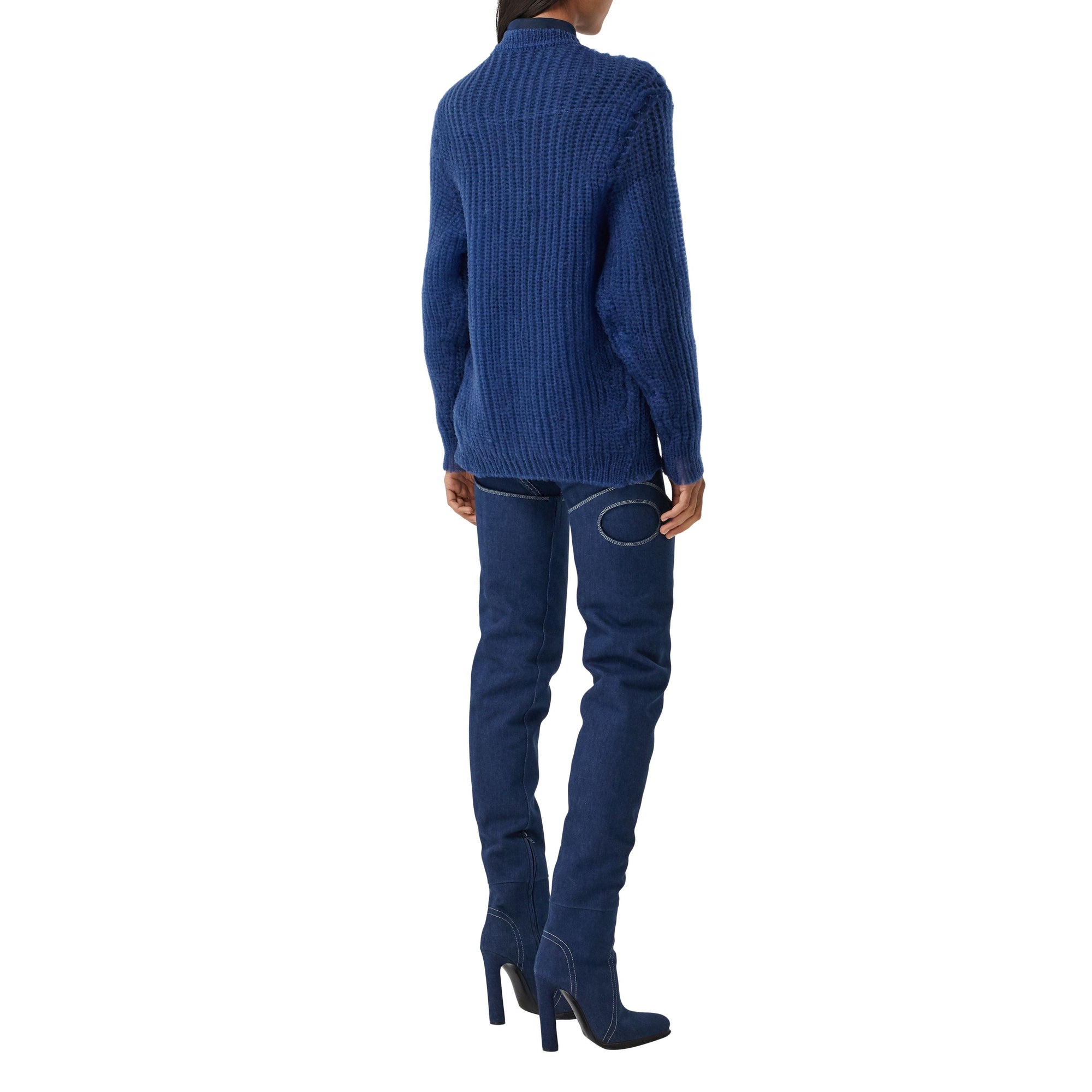WARM ROYAL BLUE Pull déstructuré en maille technique