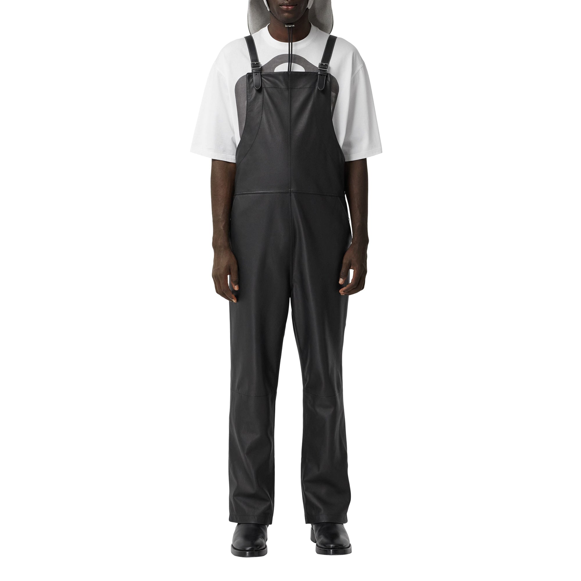 BLACK Salopette en cuir avec aileron de requin