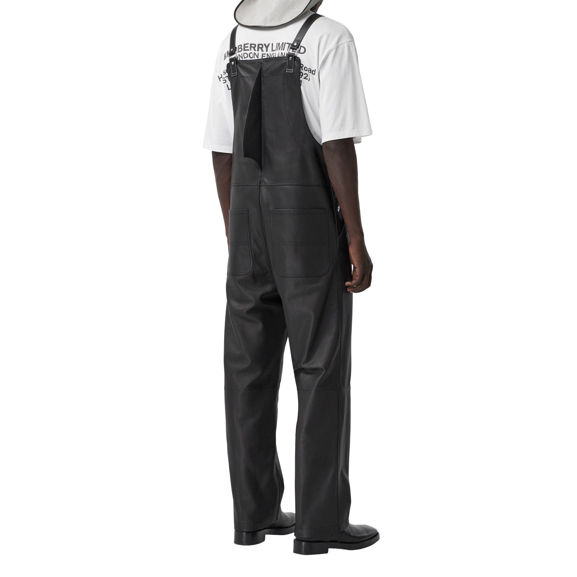 BLACK Salopette en cuir avec aileron de requin