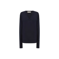 Pull col v en coton sea island - Marine