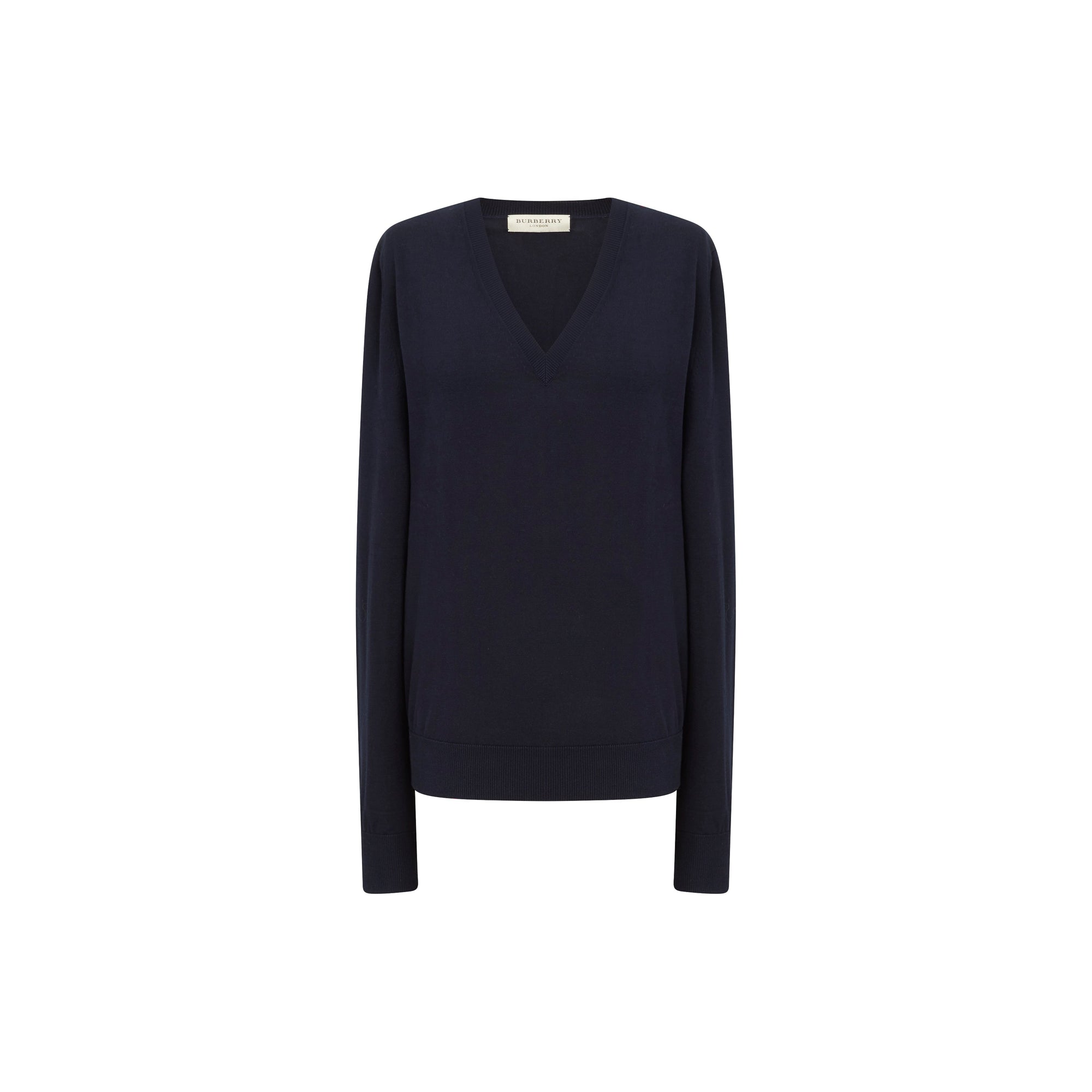 Pull col v en coton sea island - Marine
