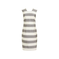 Robe en soie mélangée à rayures - Gris pâle