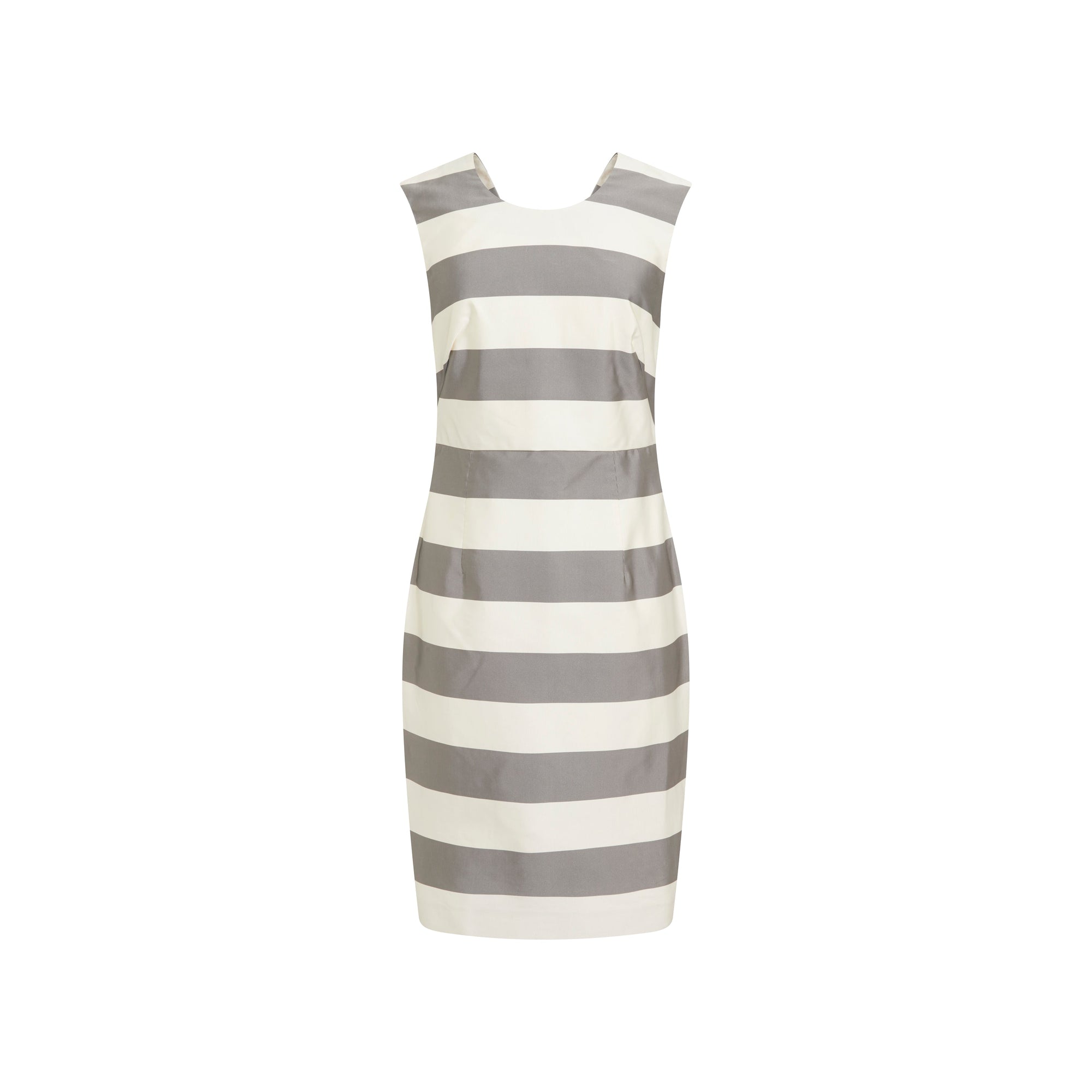 Robe en soie mélangée à rayures - Gris pâle