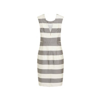 Robe en soie mélangée à rayures - Gris pâle