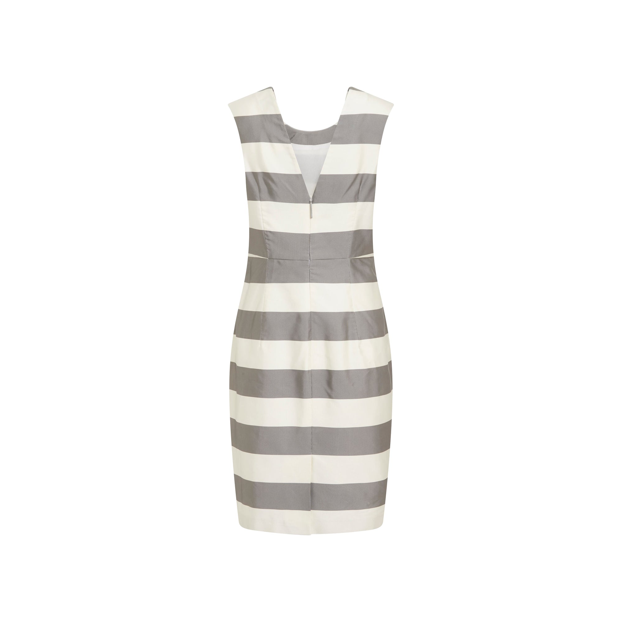 Robe en soie mélangée à rayures - Gris pâle