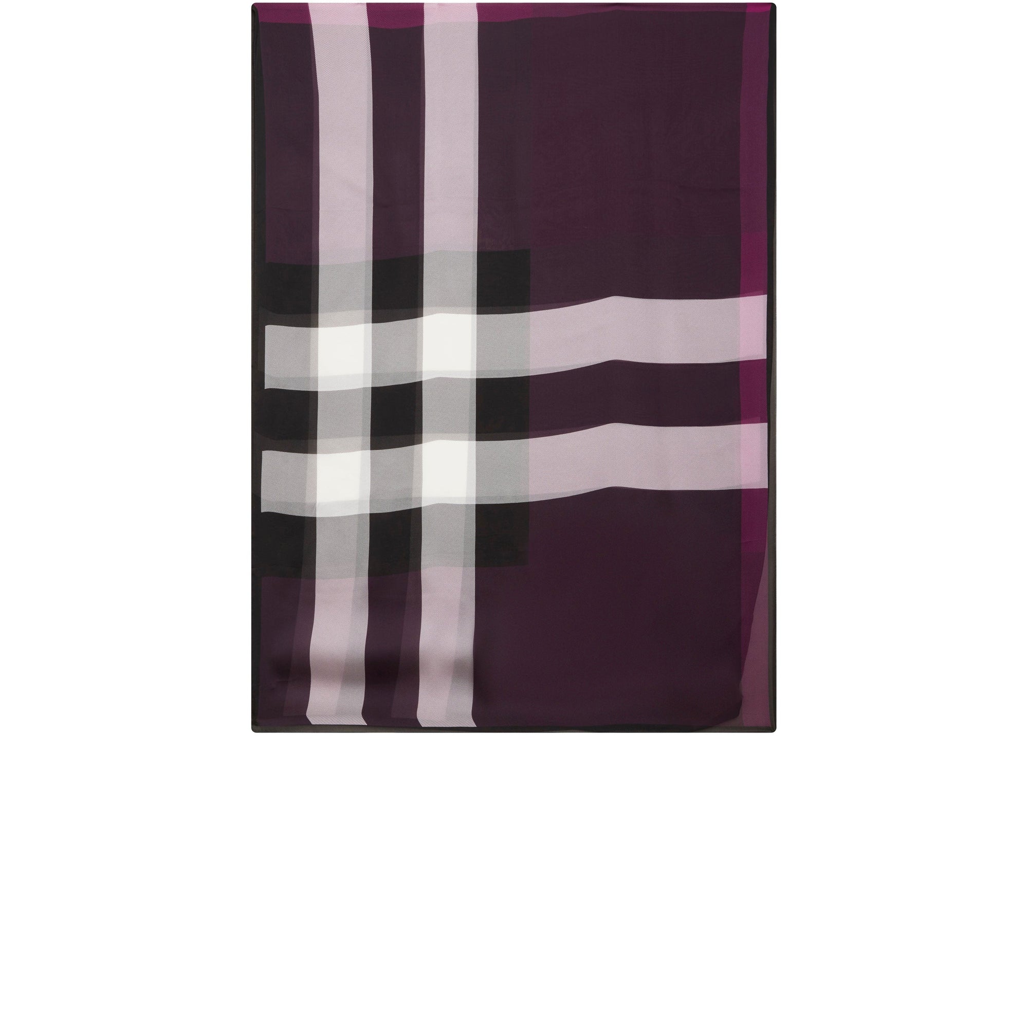 Foulard en soie légère à motif check - Aubergine