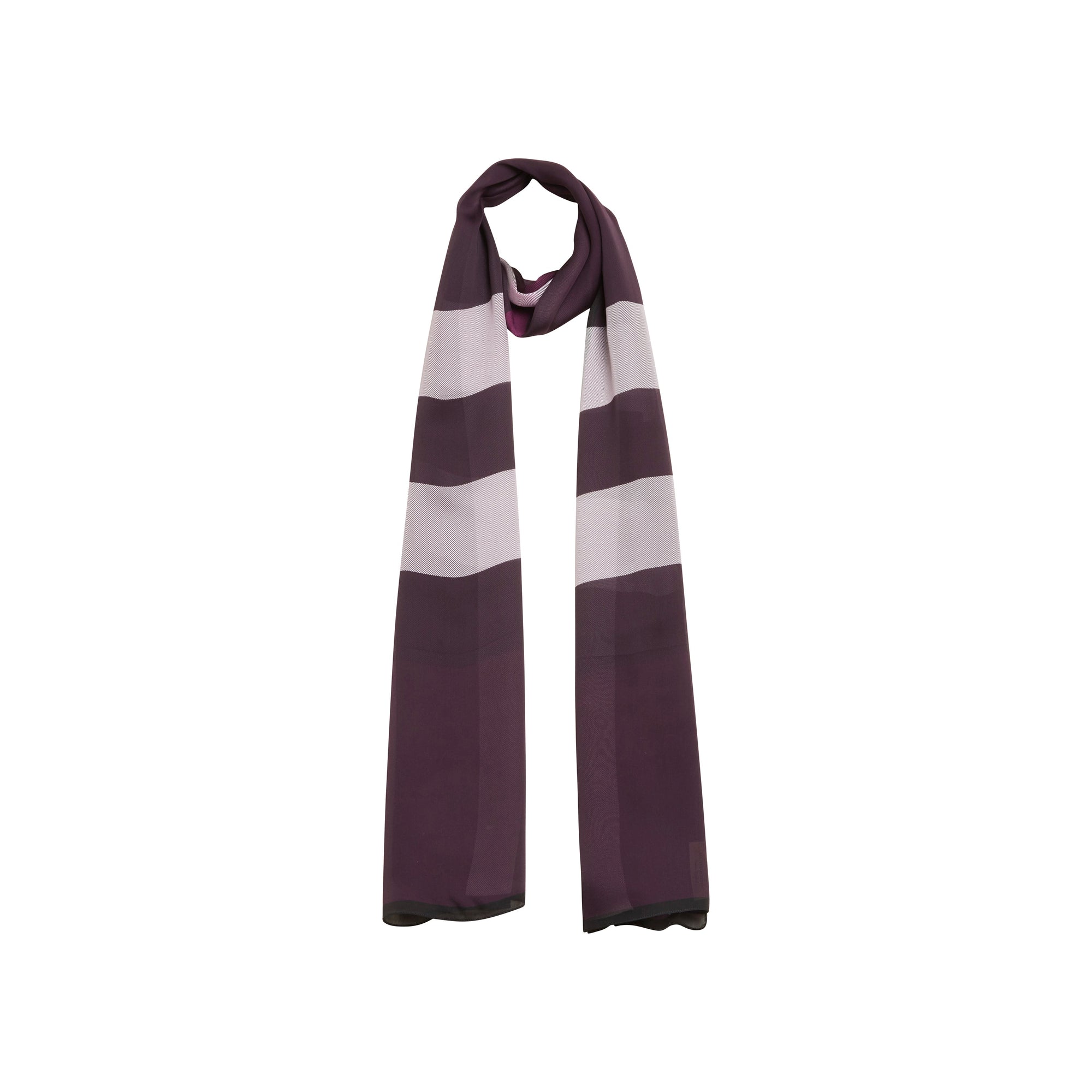 Foulard en soie légère à motif check - Aubergine