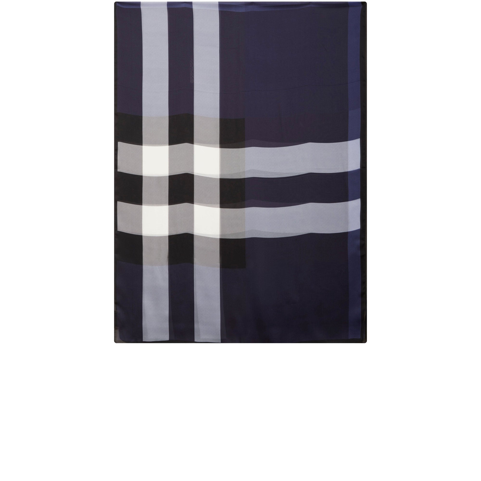 Foulard en soie légère à motif check - Bleu indigo