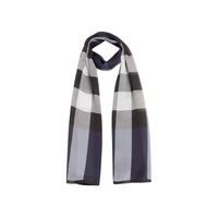 Foulard en soie légère à motif check - Bleu indigo