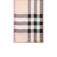 Écharpe en soie légère à motif check - Rose platiné