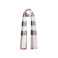 Écharpe en soie légère à motif check - Rose platiné
