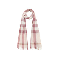 Écharpe légère en laine et cachemire à motif check - Rose craie