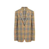 Veste ajustée en laine à motif vintage check - Beige & marron