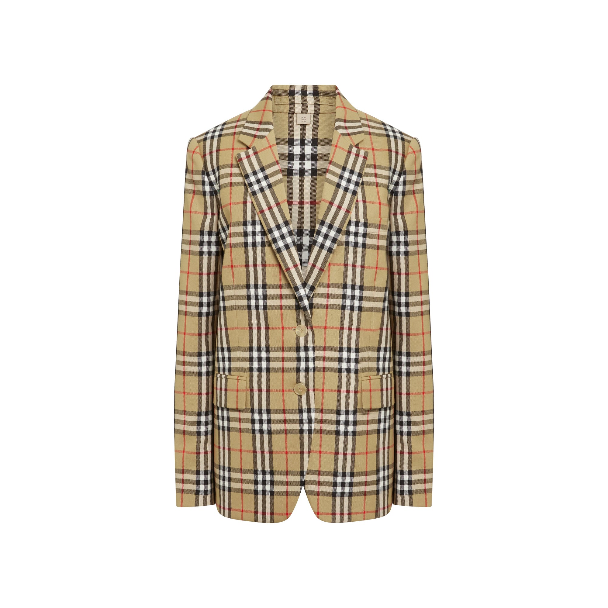 Veste ajustée en laine à motif vintage check - Beige & marron