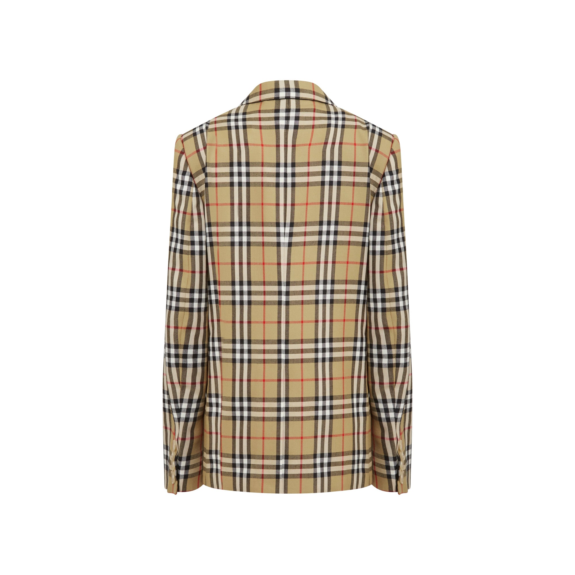 Veste ajustée en laine à motif vintage check - Beige & marron