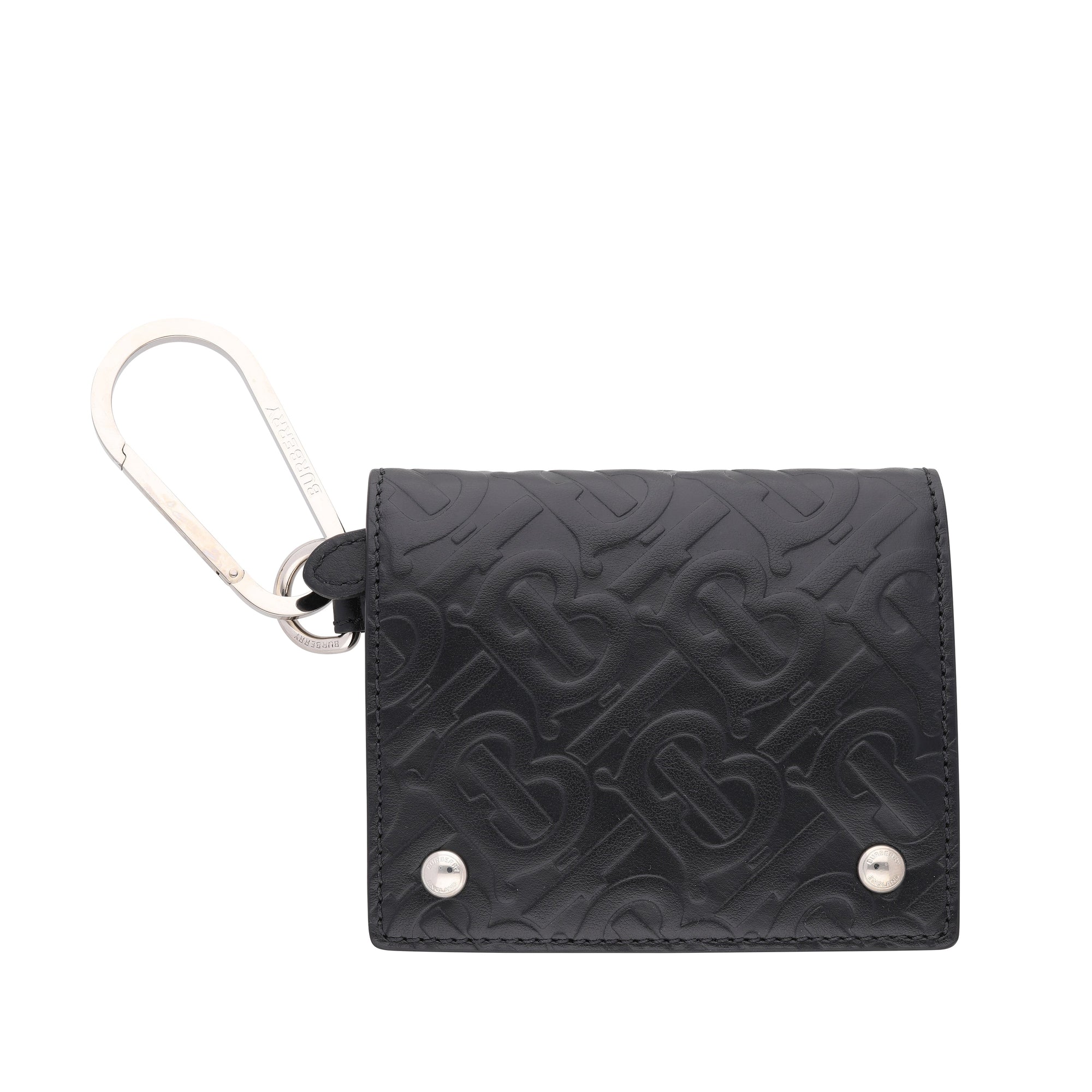 Portefeuille à trois volets en cuir embossé monogram - Noir