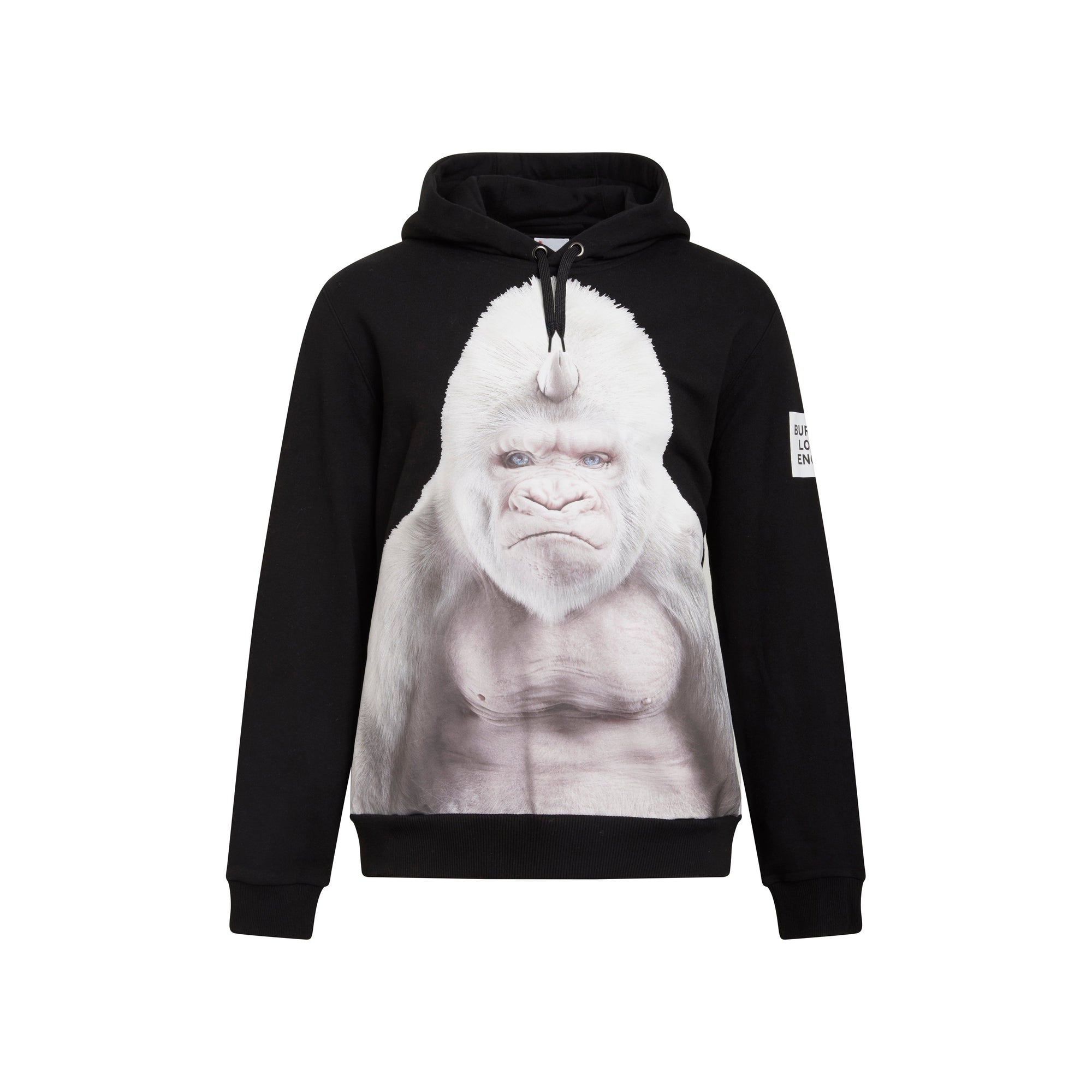 Sweat-shirt à capuche en coton avec imprimé gorille - Noir