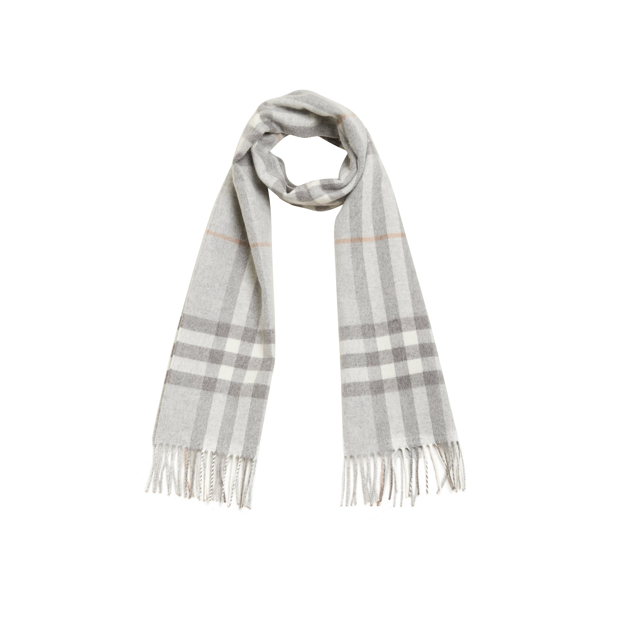 Écharpe classique en cachemire check - Gris clair