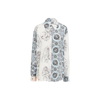 Chemise en soie à imprimé gorille et cachemire - Blanc & bleu