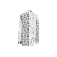 Chemise en soie à imprimé gorille et cachemire - Blanc & bleu