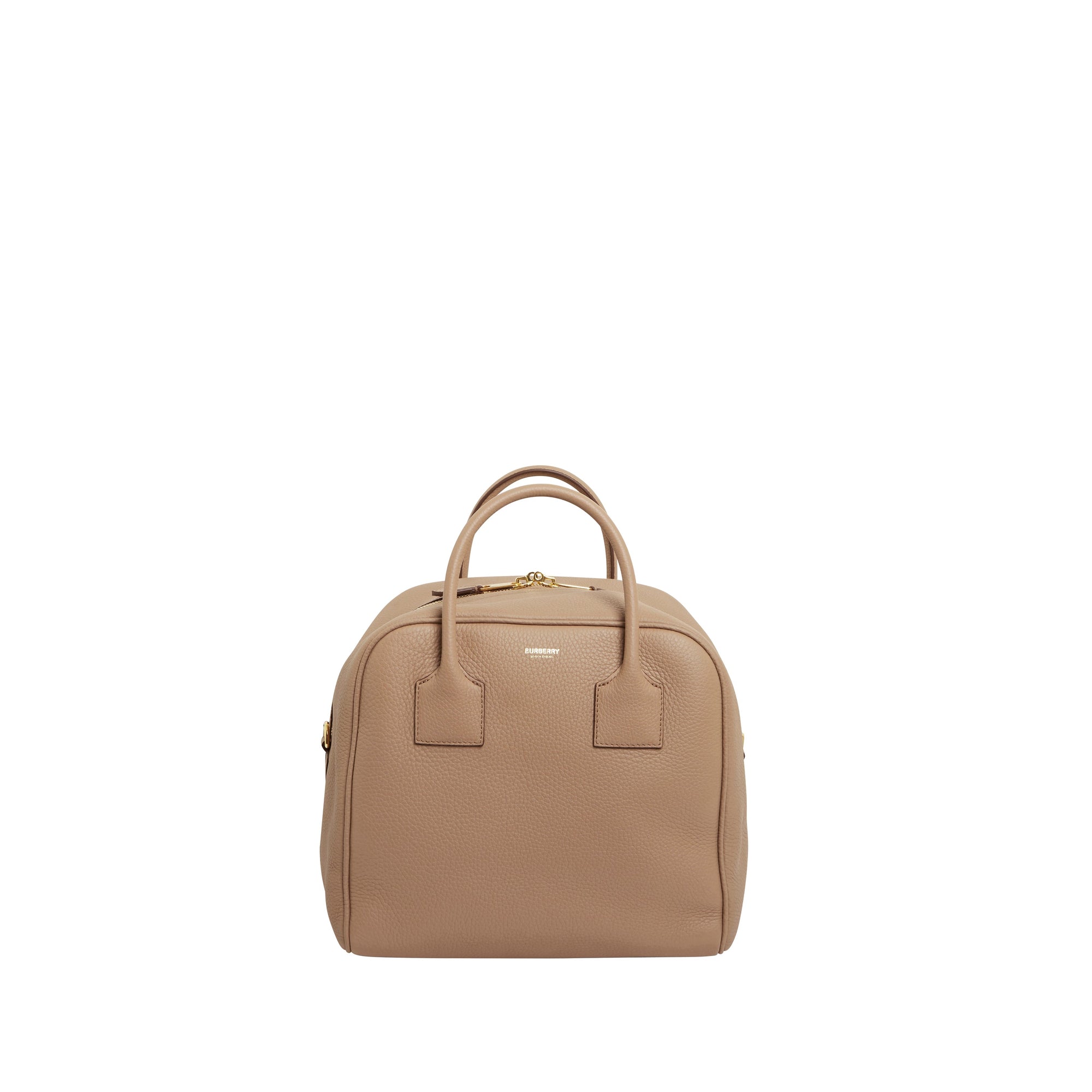 Sac cube moyen en cuir - Biscuit