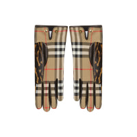 Gants à carreaux léopard - Miel & noir