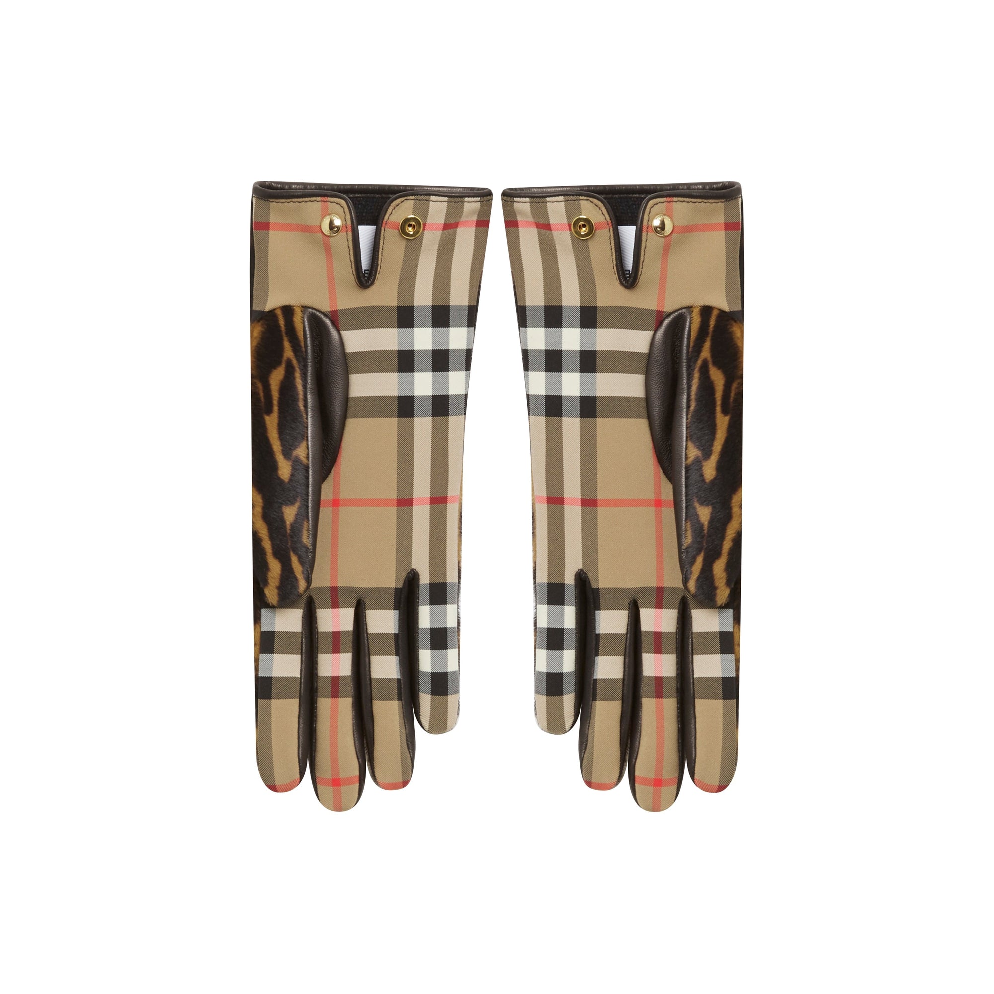 Gants à carreaux léopard - Miel & noir