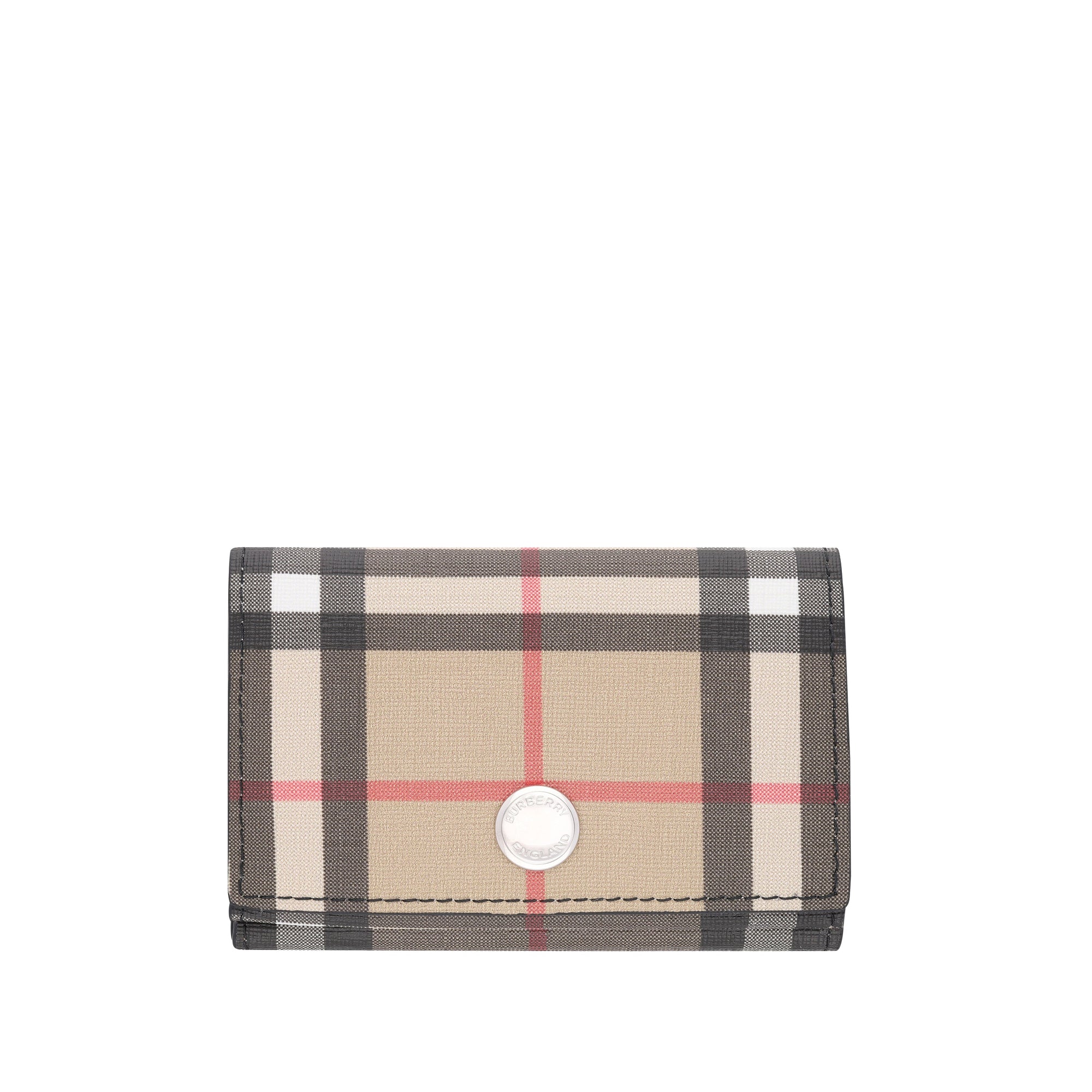 Petit portefeuille à rabat vintage check avec logo - Beige d'archive