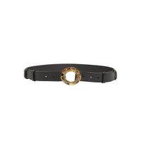 Ceinture en cuir avec boucle façon hublot - Noir