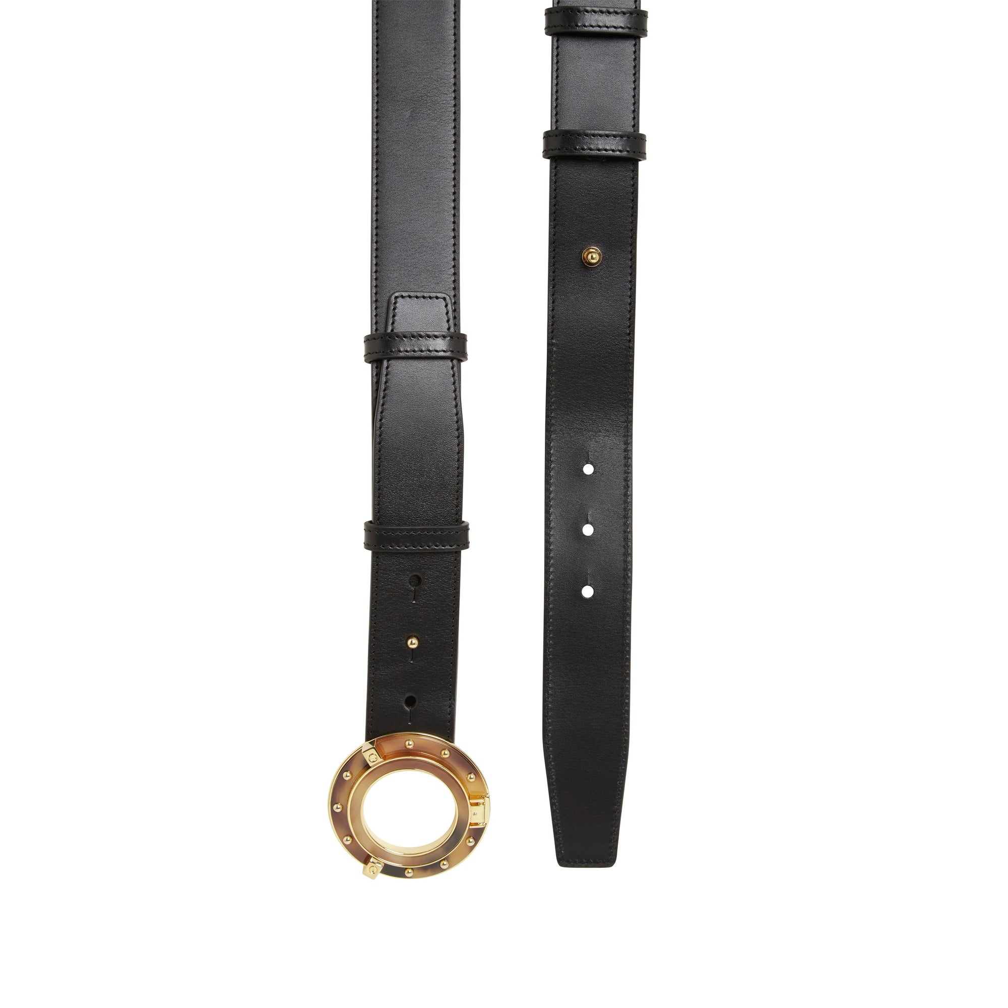 Ceinture en cuir avec boucle façon hublot - Noir