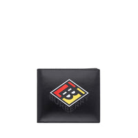 Portefeuille à rabat multidevise en toile avec logo - Noir