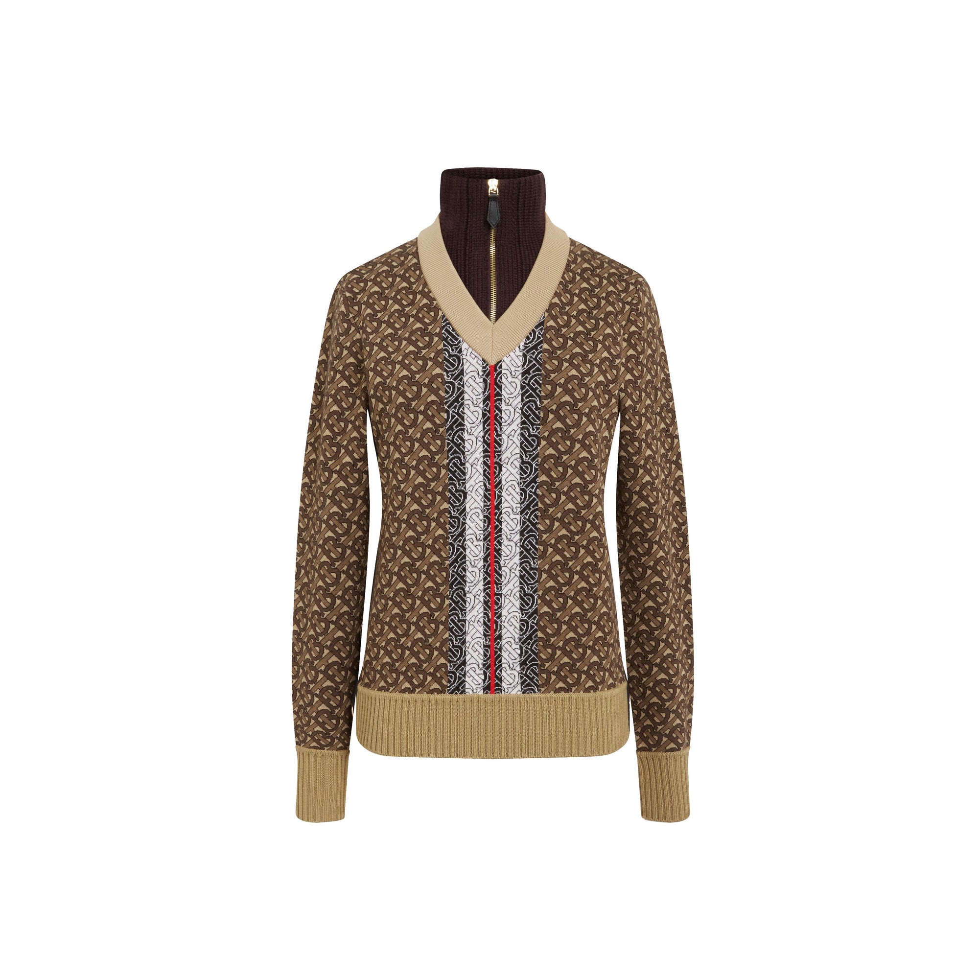 Pull col rond en laine mérinos - Marron