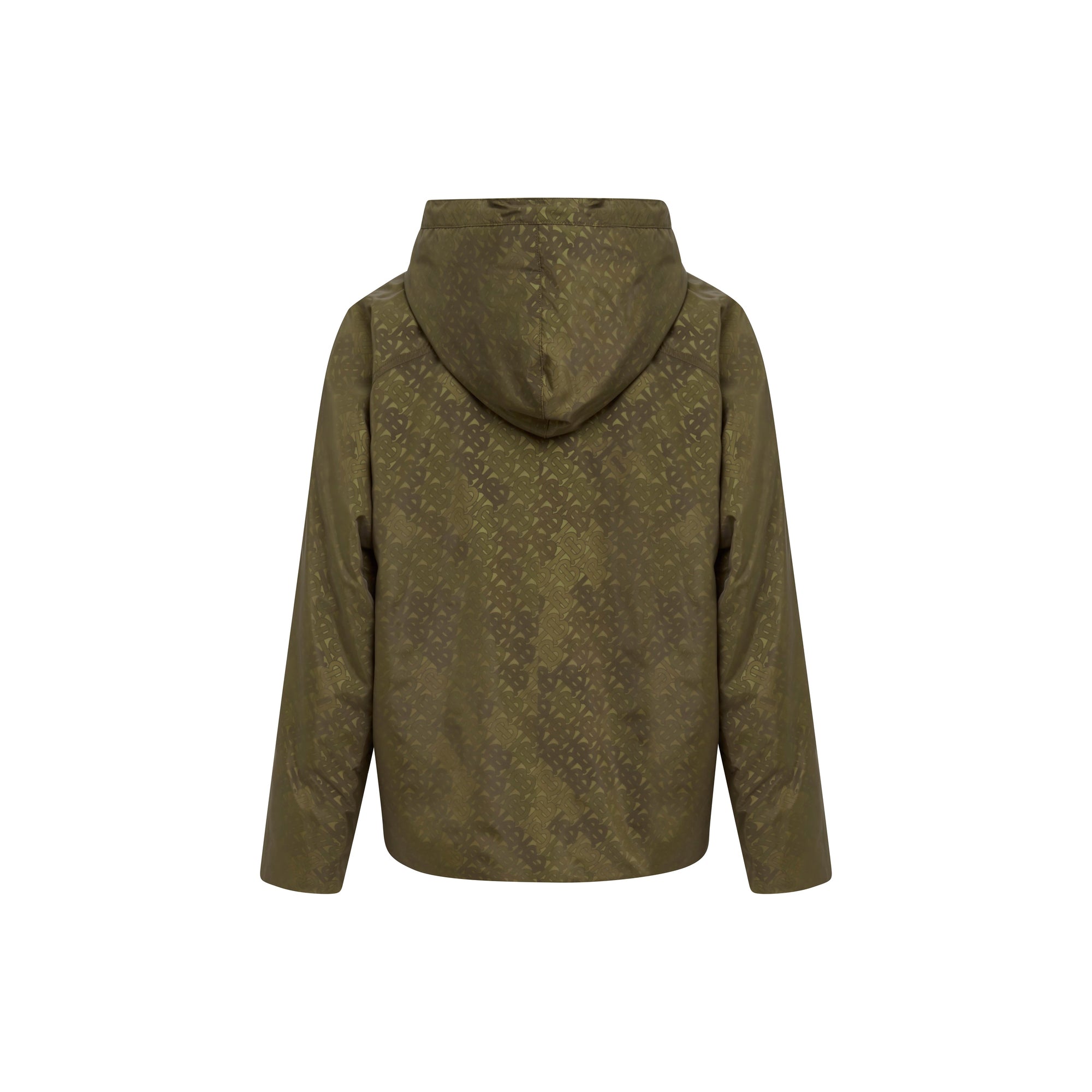 Veste à capuche en nylon à fines rayures avec logo - Kaki