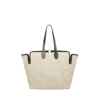 Le grand cabas en toile et cuir - Beige