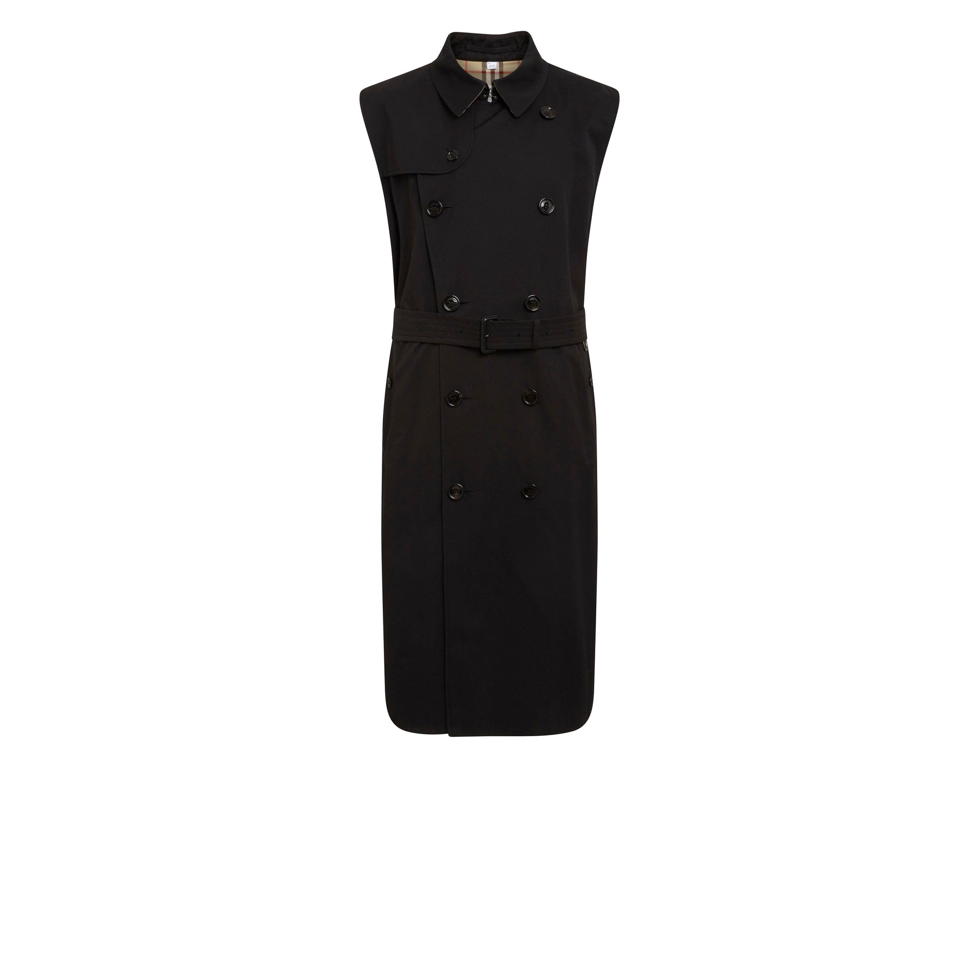 Trench sans manches en gabardine de coton - Noir