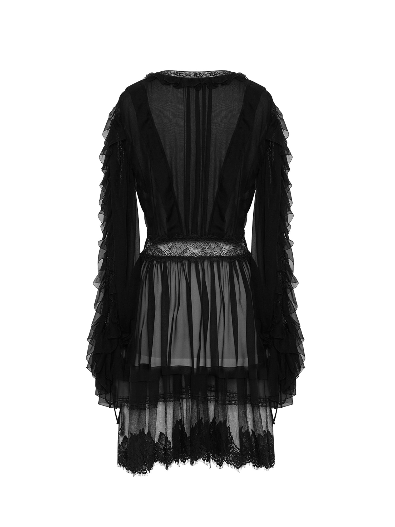 Robe courte A.Ferretti à volants en soie  - Noir