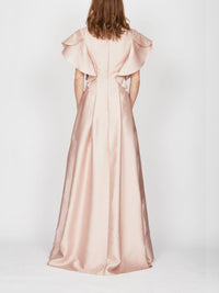 Robe mi-longue A.Ferretti épaules volantés - Rose