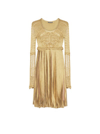 Robe courte A.Ferretti manches en macramé - Or