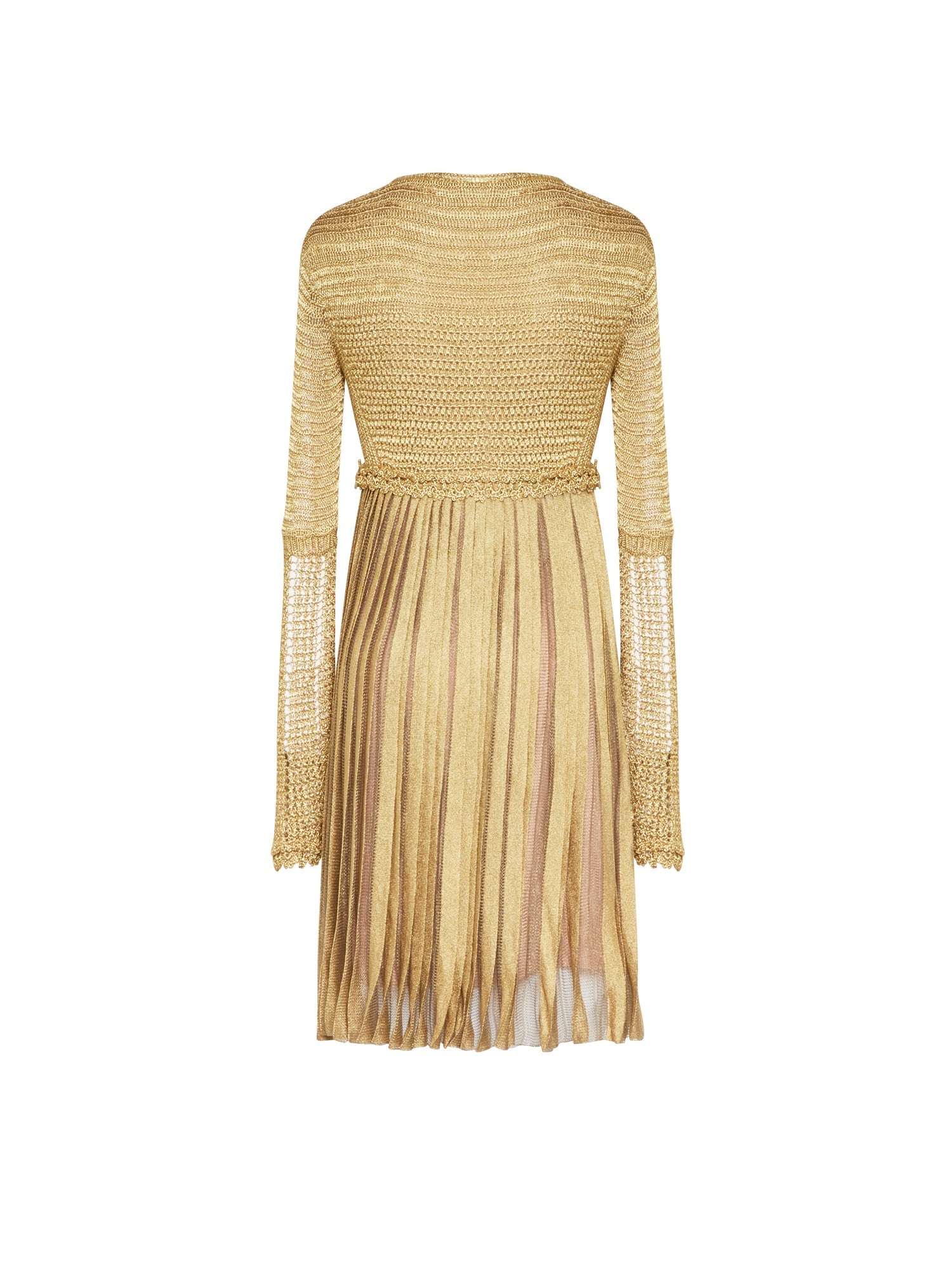 Robe courte A.Ferretti manches en macramé - Or