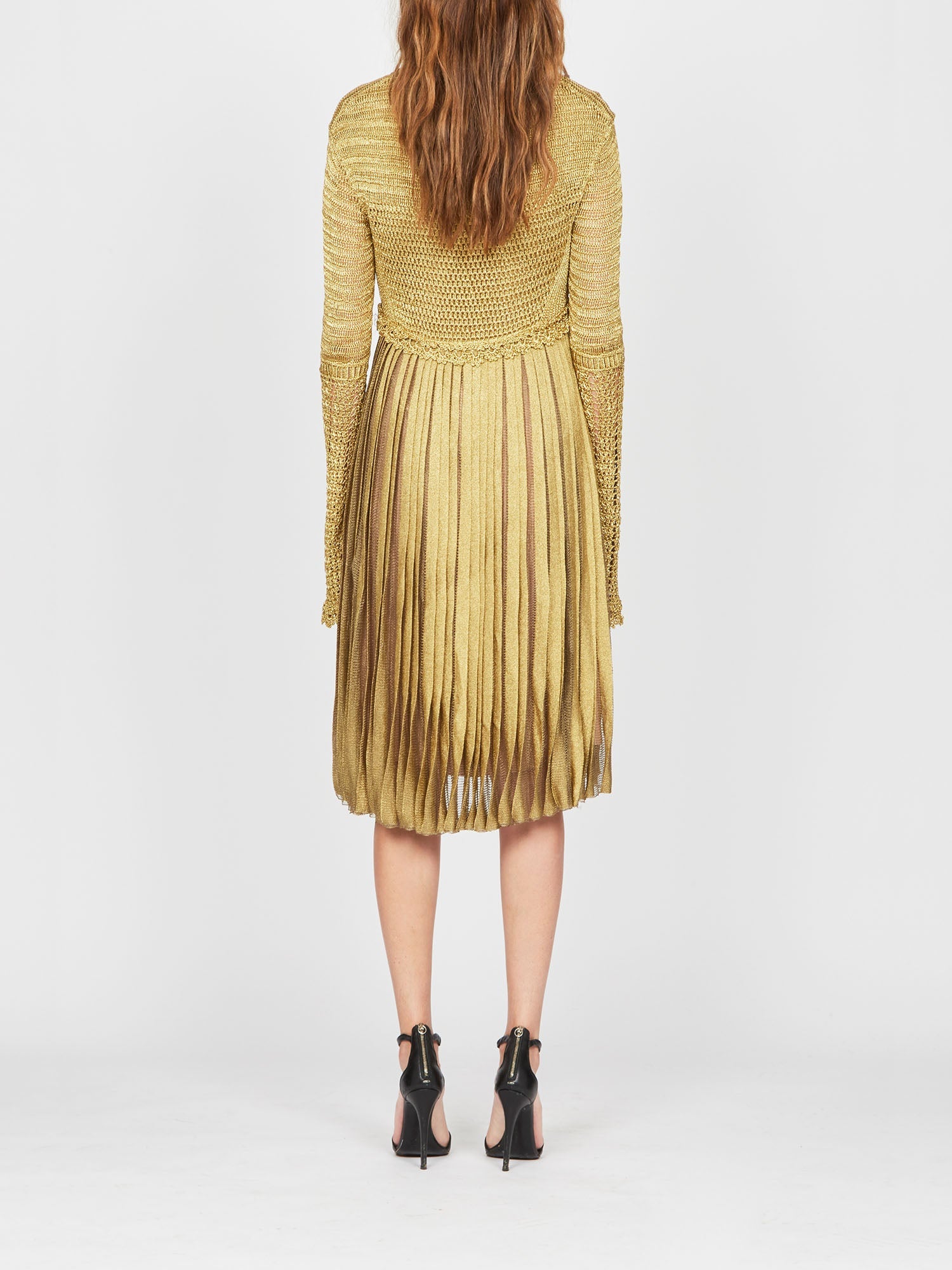 Robe courte A.Ferretti manches en macramé - Or