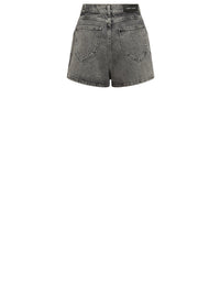 Short en jean taille haute - Gris