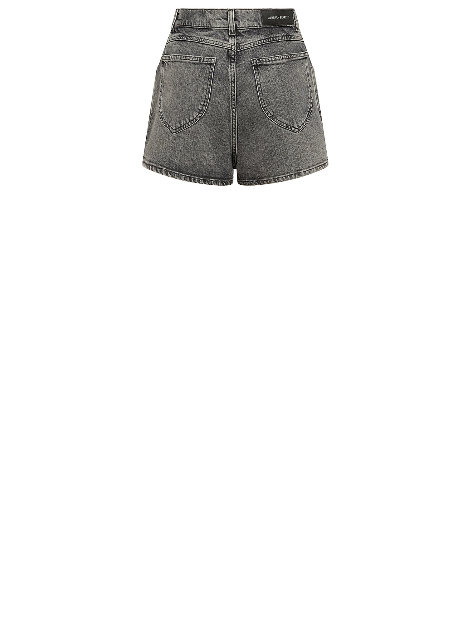 Short en jean taille haute - Gris