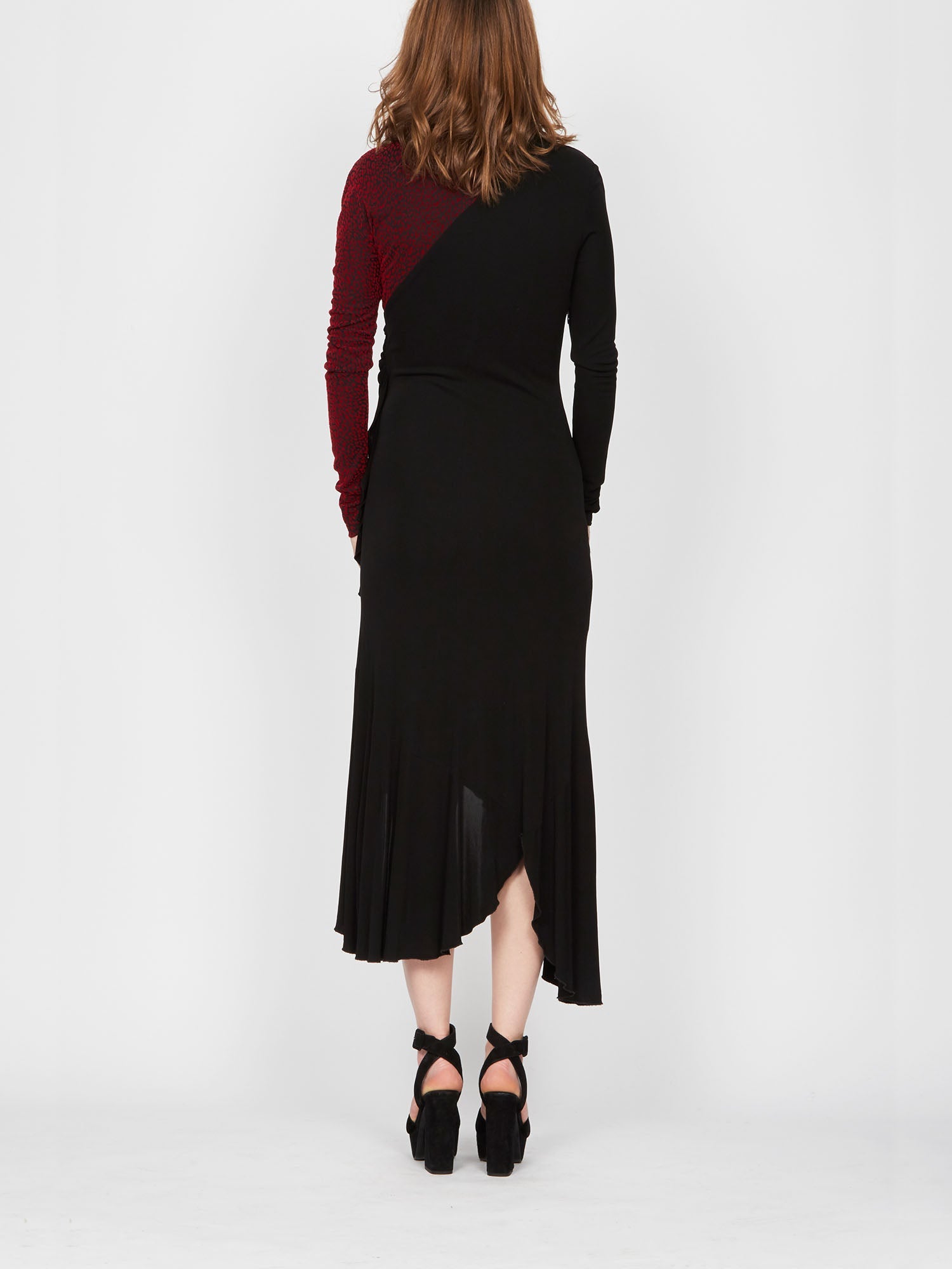 Robe longue A.Ferretti empiècement semi-transparent - Noir