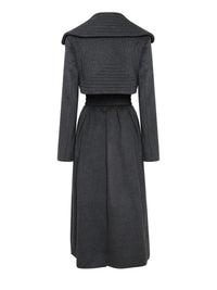 Manteau ceinturé A.Ferretti col châle en cachemire - Gris