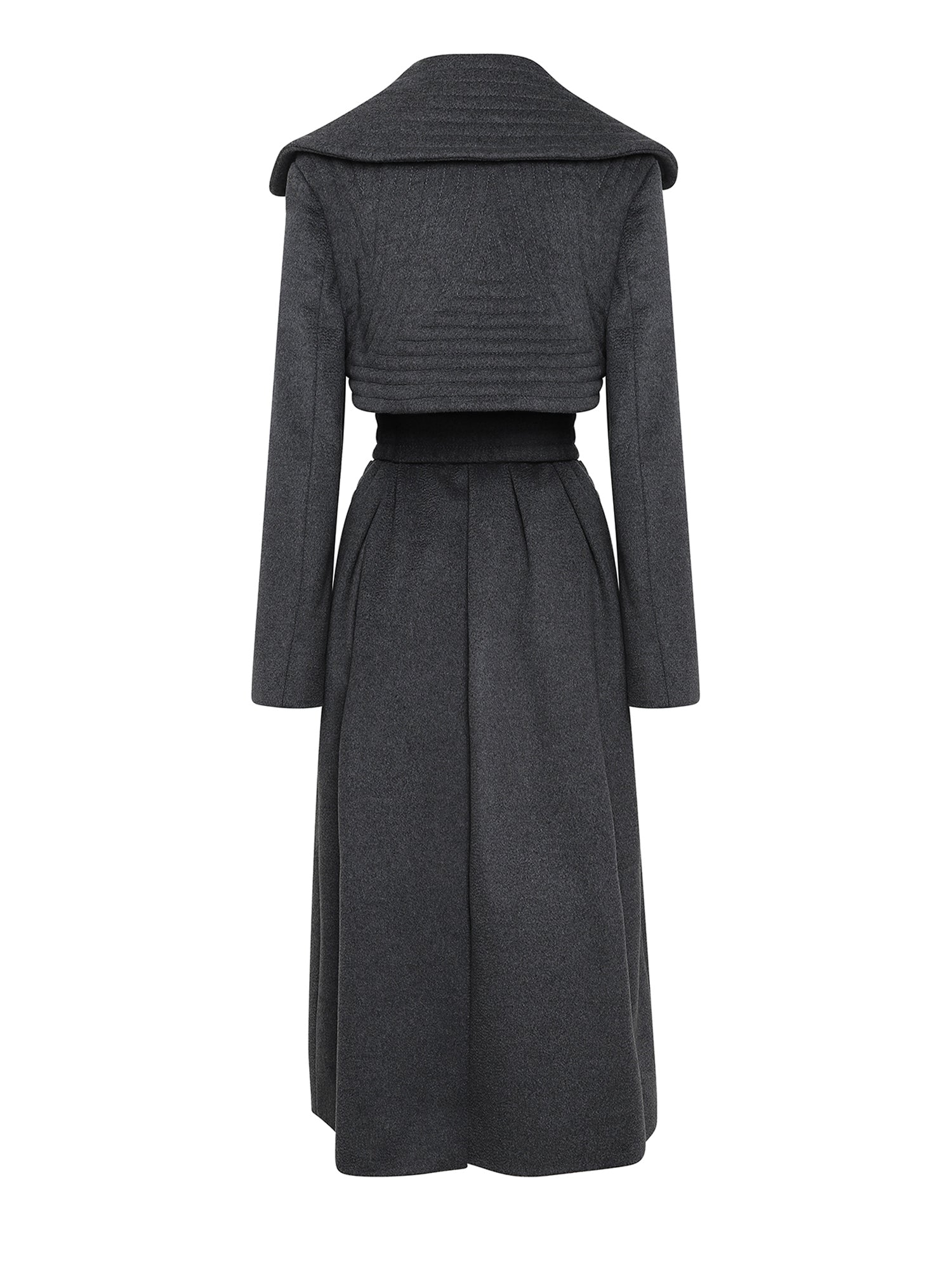 Manteau ceinturé A.Ferretti col châle en cachemire - Gris
