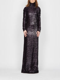 Robe longue A.Ferretti imprimé léopard scintillant - Noir
