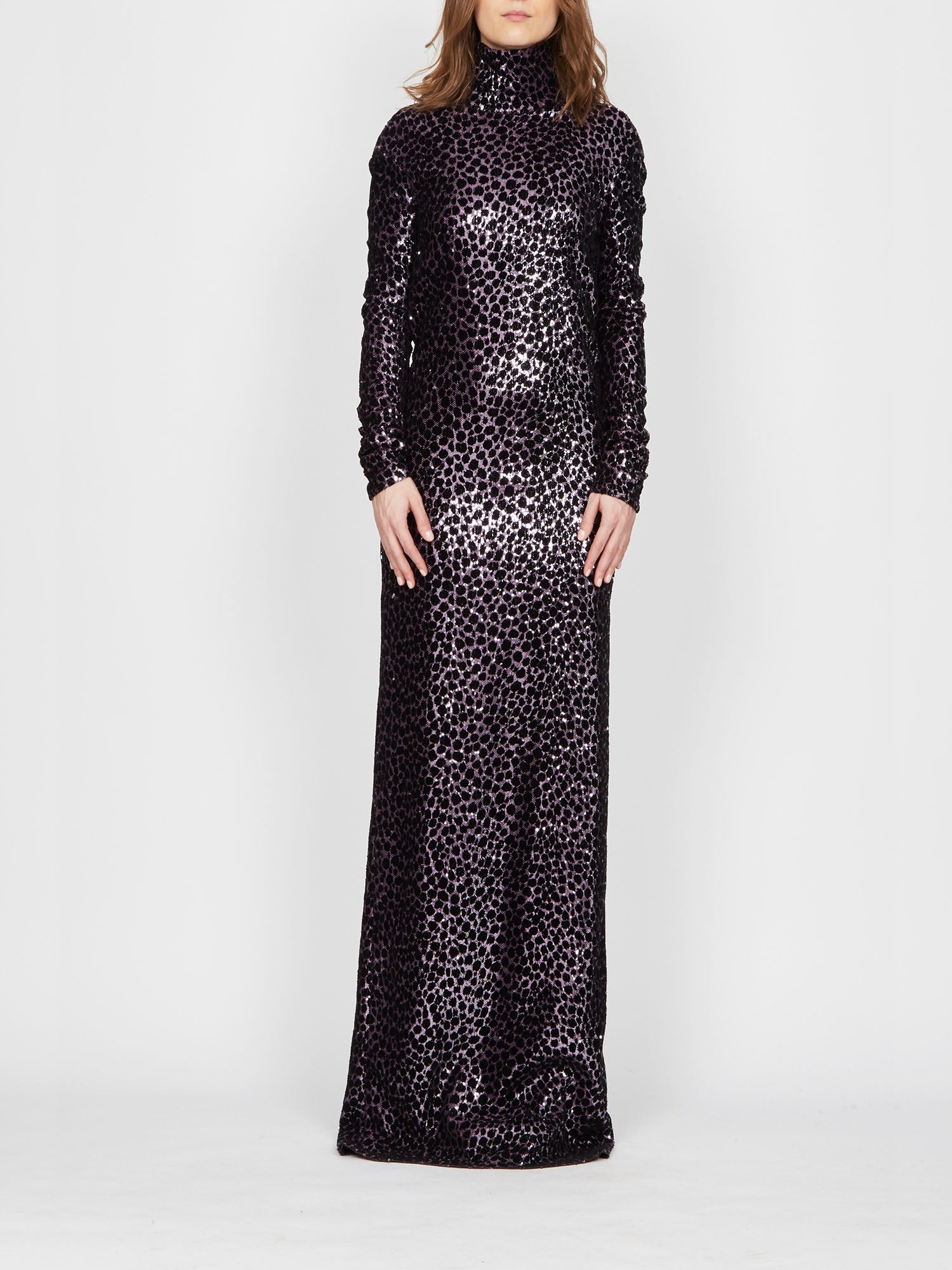 Robe longue A.Ferretti imprimé léopard scintillant - Noir